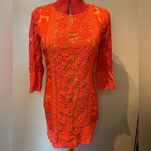 Champagne & Strawberry Coral Lace Dress